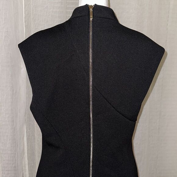 Ted Baker 14 (5) Black Geodese V Neck Front Slit Back Zip Sleeveless Shift Dress - Picture 9 of 17